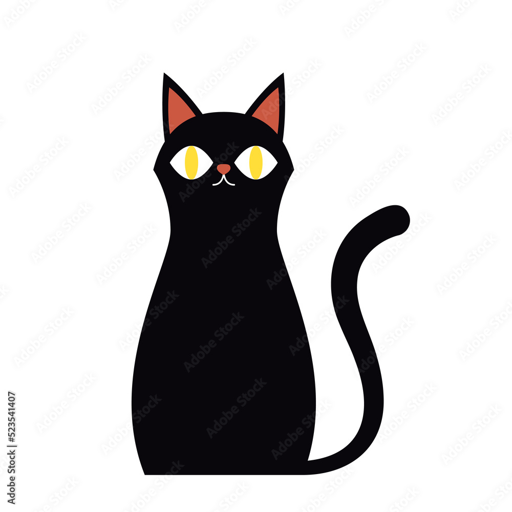 Fototapeta premium Cute black cat in Halloween day. black cat cartoon vector.