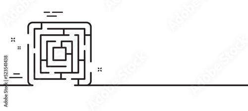 Maze line icon. Labyrinth game sign. Find exit way symbol. Minimal line illustration background. Maze line icon pattern banner. White web template concept. Vector