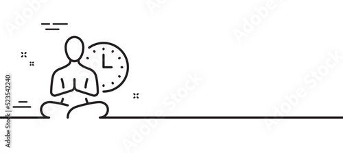 Yoga line icon. Meditation pose sign. Relax body and mind symbol. Minimal line illustration background. Yoga line icon pattern banner. White web template concept. Vector