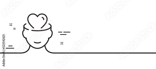 Mental health line icon. Psychology therapy sign. Love and care symbol. Minimal line illustration background. Mental health line icon pattern banner. White web template concept. Vector