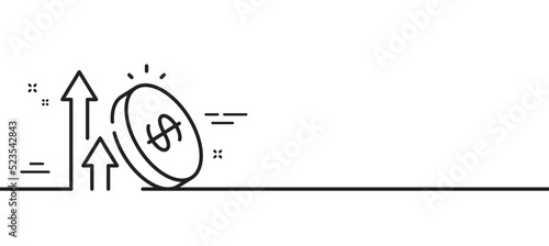 Excise duty line icon. Rise price sign. Inflation or Tax rate symbol. Minimal line illustration background. Excise duty line icon pattern banner. White web template concept. Vector