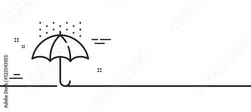 Waterproof umbrella line icon. Water resistant sign. Rain protection symbol. Minimal line illustration background. Waterproof umbrella line icon pattern banner. White web template concept. Vector