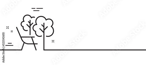 Deckchair line icon. Chair furniture sign. Ð¡amping chair symbol. Minimal line illustration background. Deckchair line icon pattern banner. White web template concept. Vector