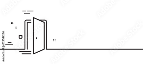 Door line icon. Open doorway sign. Home interior symbol. Minimal line illustration background. Door line icon pattern banner. White web template concept. Vector