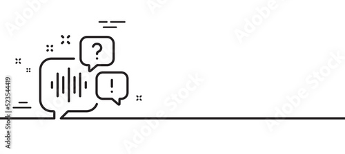 Voicemail line icon. Audio message sign. Listen music symbol. Minimal line illustration background. Voicemail line icon pattern banner. White web template concept. Vector