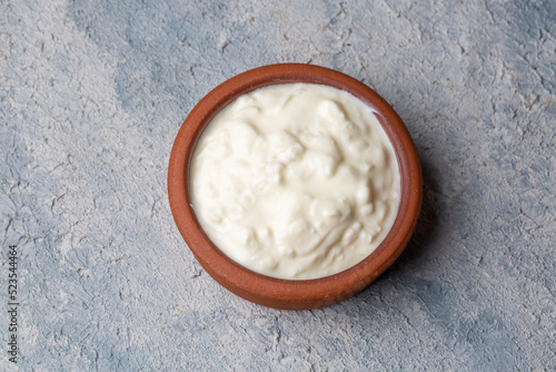 Homemade yogurt in a rustic...