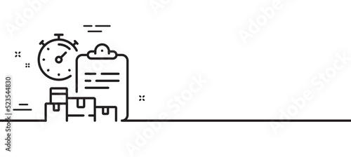 Delivery report line icon. Parcel documents sign. Express service symbol. Minimal line illustration background. Delivery report line icon pattern banner. White web template concept. Vector