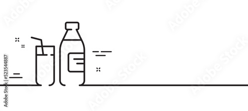Milk line icon. Fresh drink sign. Natural beverage symbol. Minimal line illustration background. Milk line icon pattern banner. White web template concept. Vector