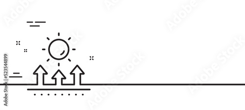 Sun protection line icon. Uv protect sign. Sunscreen effect symbol. Minimal line illustration background. Sun protection line icon pattern banner. White web template concept. Vector