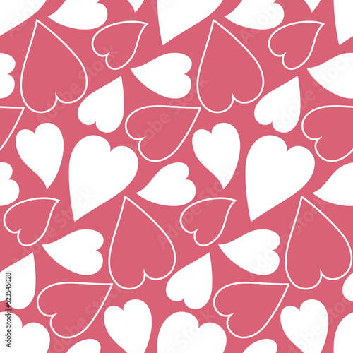 Pink white heart seamless pattern for valentine's day, romantic creative background