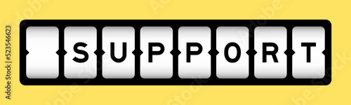 Black color in word support on slot banner with yellow color background