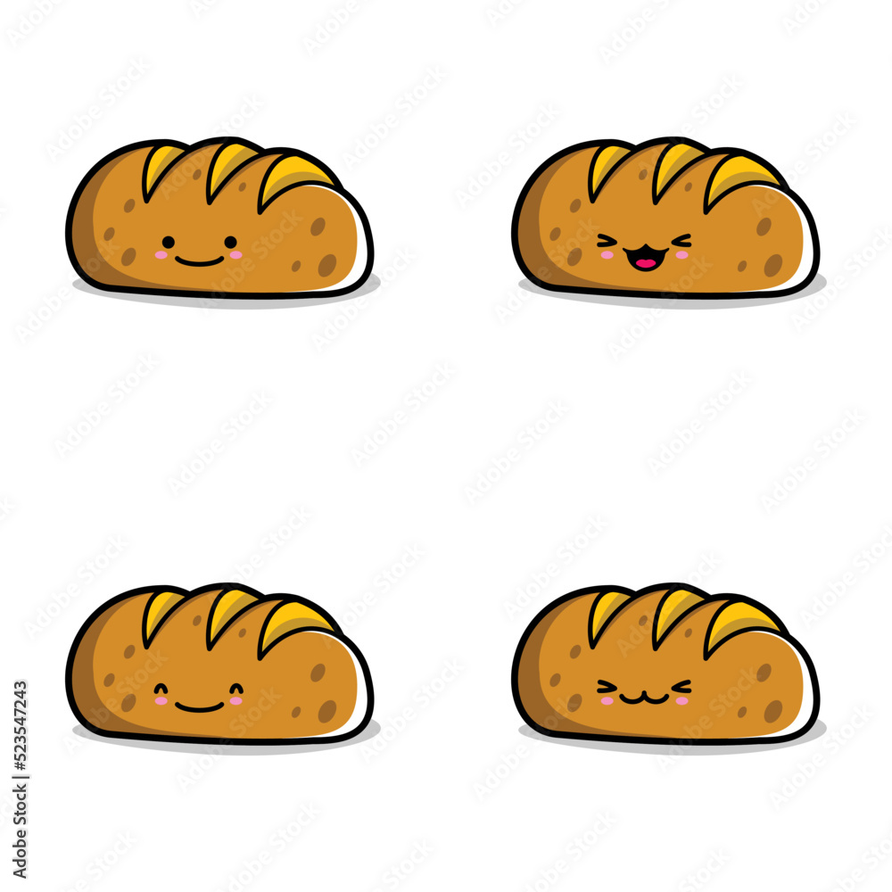vector illustration of cute bread emoji Stock Vector Adobe Stock