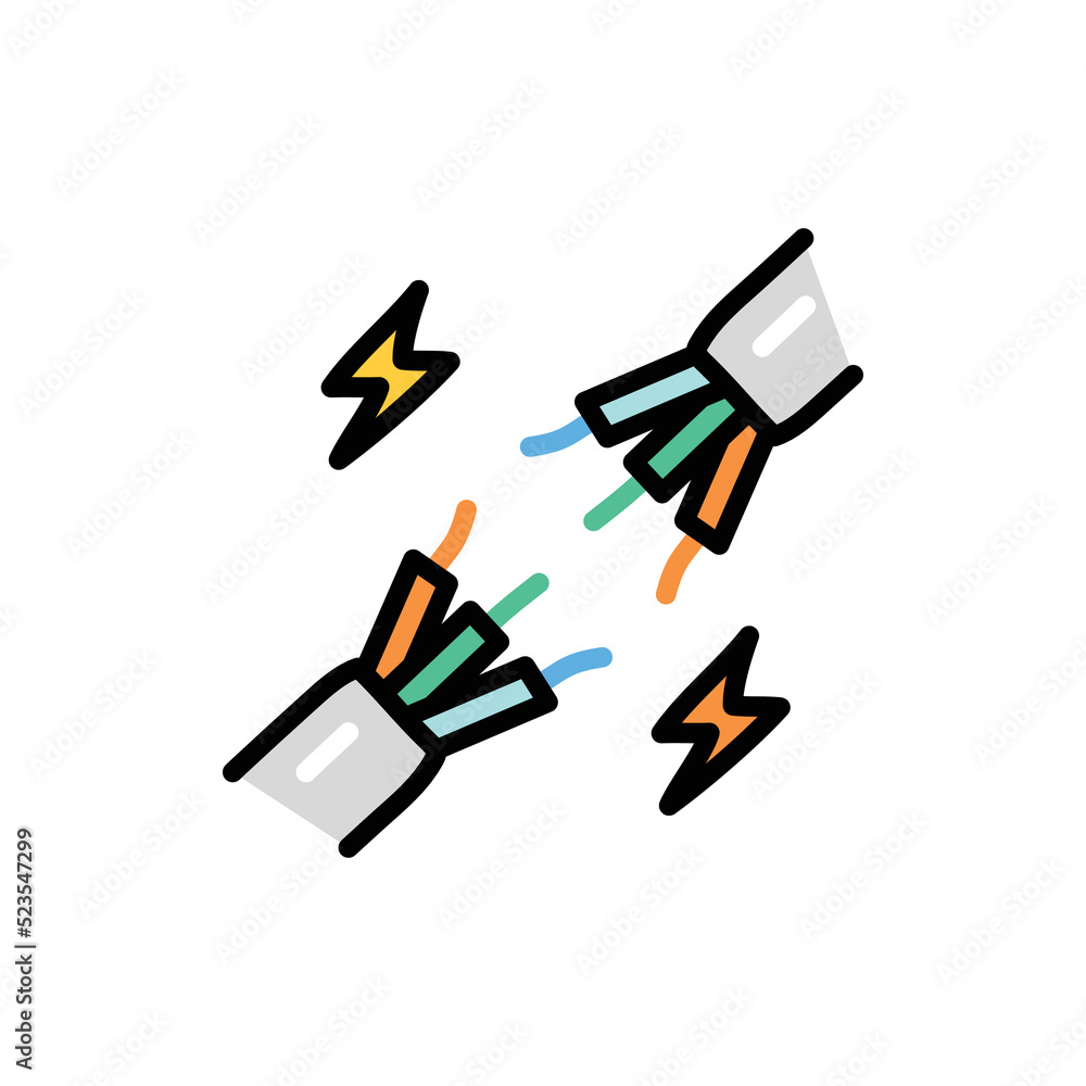 Broken wire olor line icon. Pictogram for web page