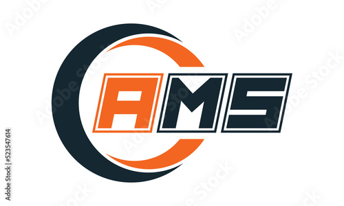 AMS three-letter circle logo design. custom font logo vector template | abstract logo | word mark logo | letter mark logo | business logo | minimalist logo | font logo |