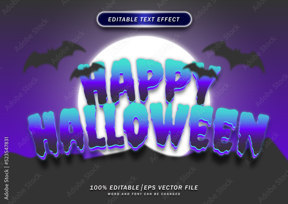 Happy halloween text style effect. Cartoon text effect editable.