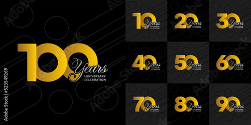 Set anniversary design logo concept. Logo for celebrations your company, greeting card, digital banner or print.