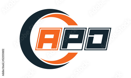 APD three-letter circle logo design. custom font logo vector template | abstract logo | word mark logo | letter mark logo | business logo | minimalist logo | font logo |