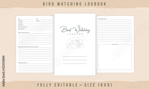 Bird Watching Logbook kdp Interior Template