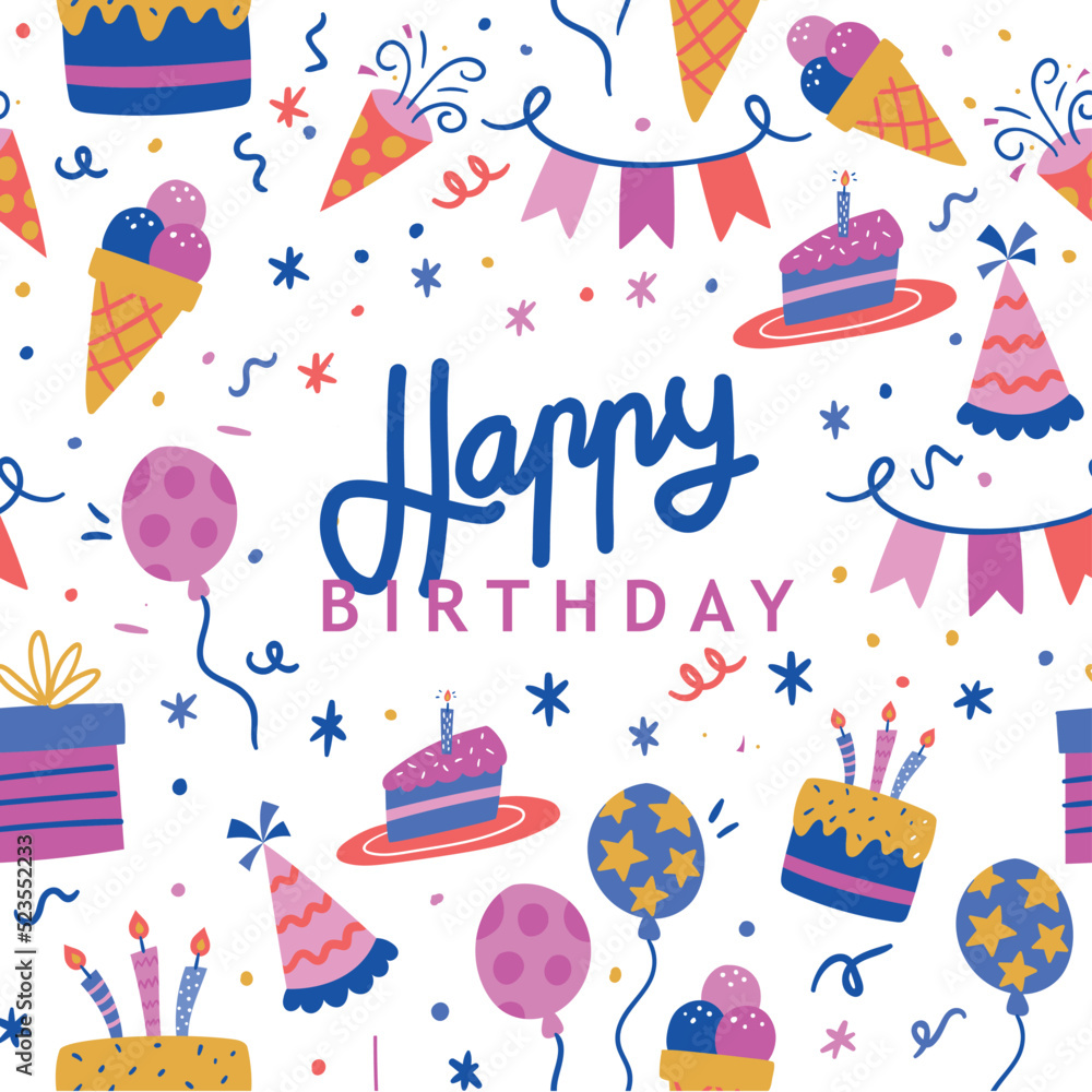 Happy Birthday greeting card with lettering design. birthday greeting cards design