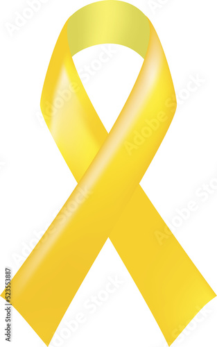 Yellow ribbons. September is suicide prevention month; childhood cancer awareness and world cancer day concept. traditional symbol of support for the armed forces. solidarity with political prisoners 