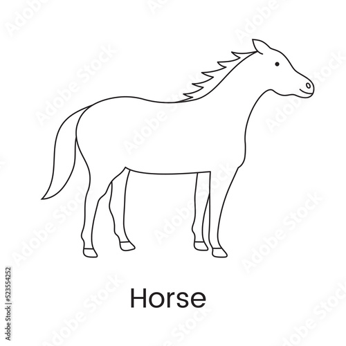 Horse icon in vector  linear illustration of a wild animal.