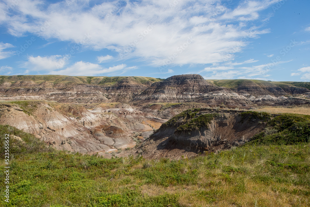 A landscape scene from the badlands area of Drumheller, Alberta, Canada