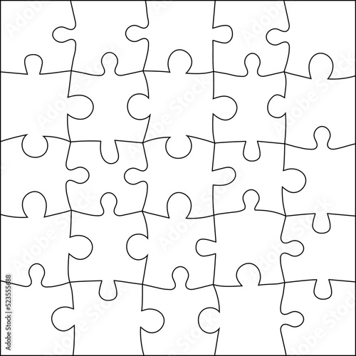 Puzzle white background. Business. Puzzles grid 5x5. template jigsaws detail frame 25 pieces.