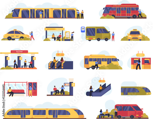 People In Public Transport Set