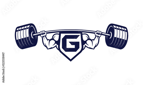 Letter G Logo With muscular shape. Fitness Gym logo.