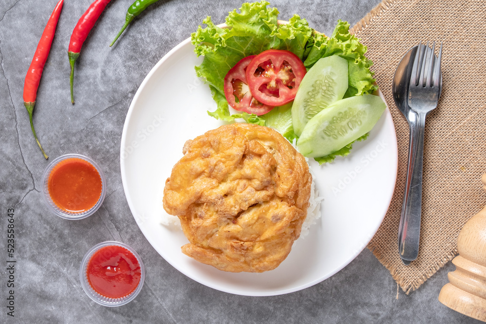 Thai style Pork Omelette with Rice. Thai style Pork Omelette with Rice.