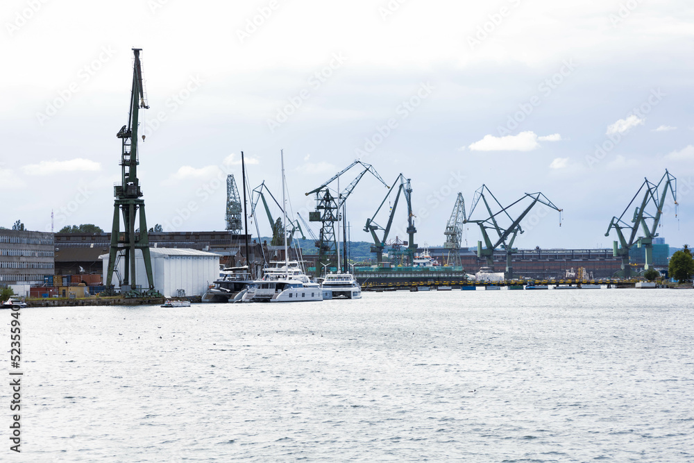 shipyard in gdansk landscape of cranes