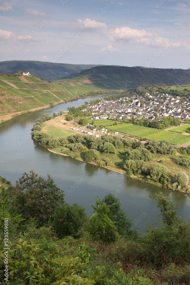 Sommerliche Flusslandschaft der Mosel, Rheinland-Pfalz