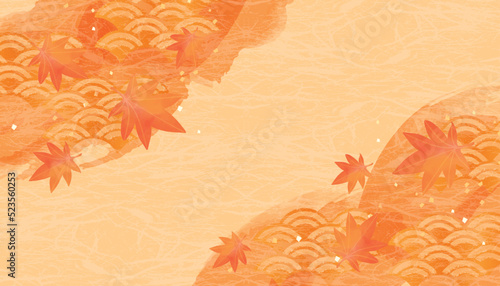 秋の紅葉　和風背景イラスト