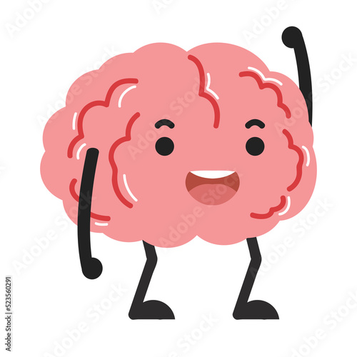 Happy brain cartoon character vector