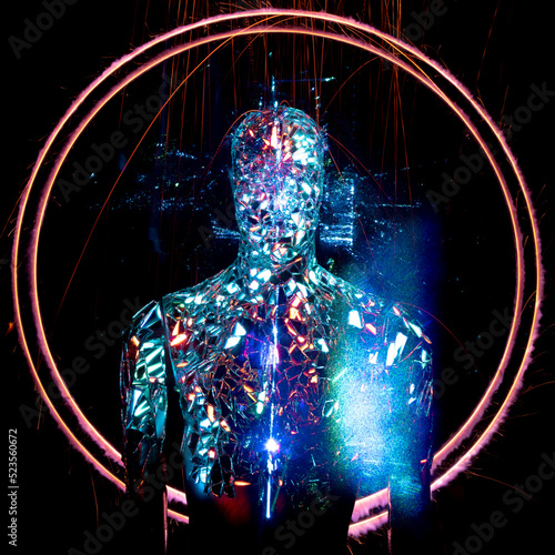 Futuristic robot . Technology and future concept. on a dark background