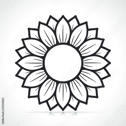 sunflower black and white illustration