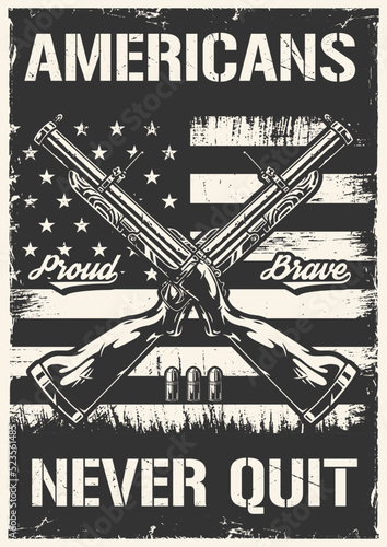 Military guns poster vintage monochrome