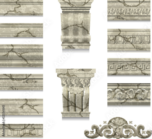 Cracked Marble Architecture Elements