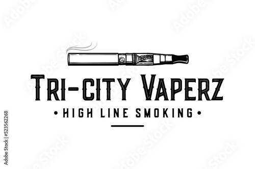 E-cigarette Hand-drawn Illustration Logo Vector. Smoking Vape Logo