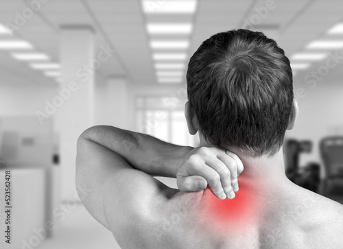 Photography Man suffering from shoulder blade pain