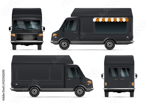 Realistic Food Trucks Set