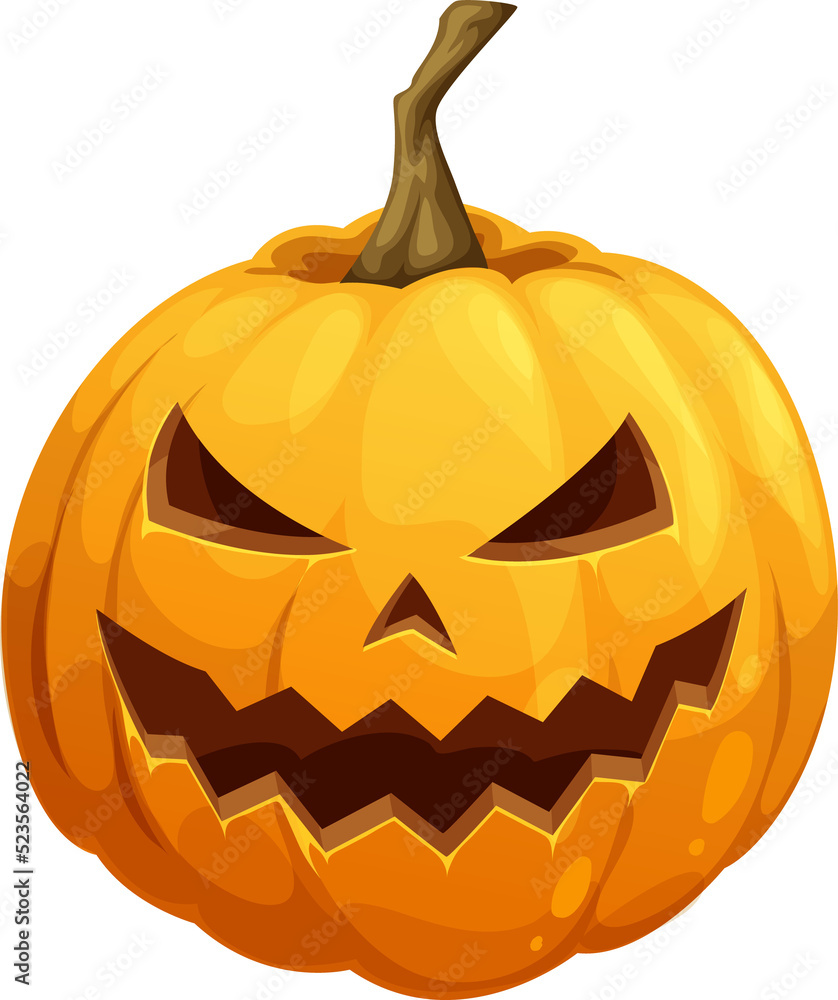 Fototapeta premium Jack o lantern Halloween pumpkin with skull face