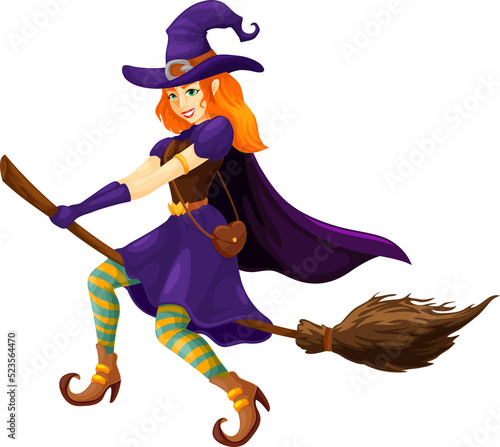 Vászonkép Cartoon spooky witch Halloween character, hag