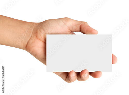 Man's hand holding an empty business card