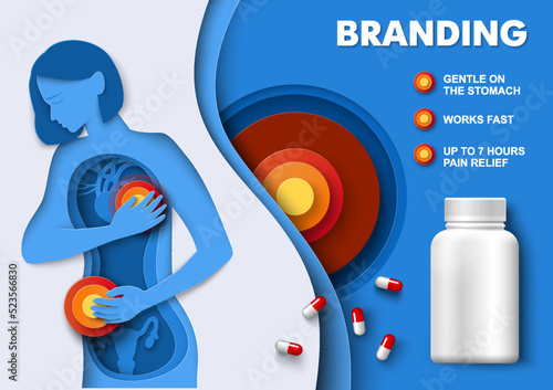 Painkiller drugs medical product branding 3d vector