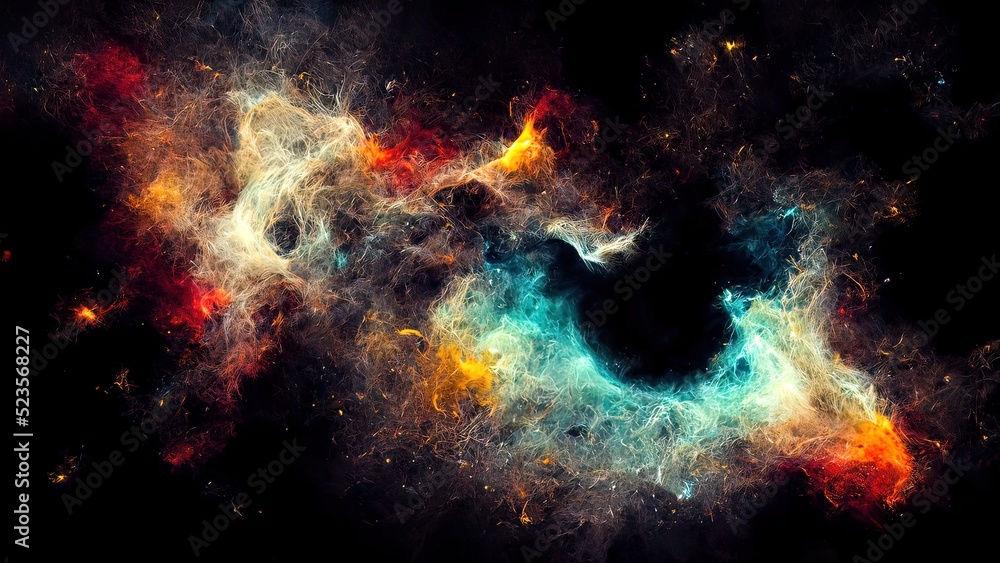 Space nebula. 4k illustration, colored background. Futuristic space  elements. Black wallpaper with stars. Stock Illustration | Adobe Stock