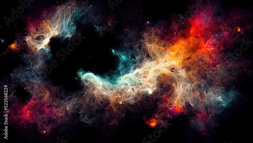 Space nebula. 4k illustration  colored background. Futuristic space elements. Black wallpaper with stars.