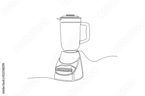 Continuous one line drawing Electric blender. Kitchen equipment. Kitchen appliances concept. Single line draw design vector graphic illustration.