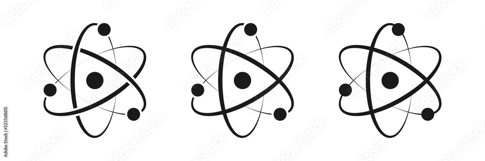 Atom icon set isolated. Chemical symbol collection. Vector illustration. Atom icon set isolated. Chemical symbol collection. Vector illustration.