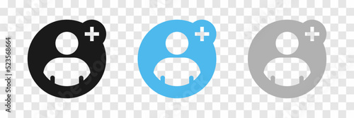Set of icons add to friends. Icon for applications and communication. Social media concept. Man icon in a circle. Vector illustration.